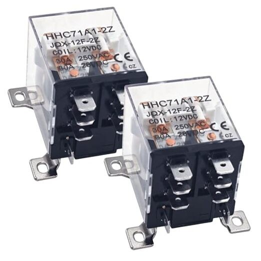 JQX-12F-2Z High Power Relay (Pack of 2) - 8 Pin DC 12V Coil Voltages 30A DPDT,