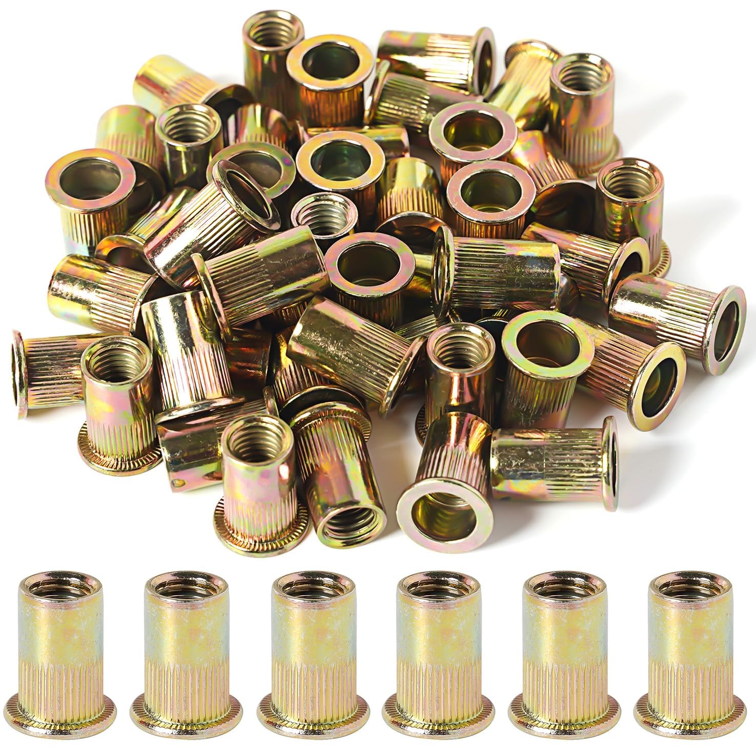 5/16-18 Rivet Nuts, 70PCS Carbon Steel Zinc Plated Threaded Nutserts for Shee