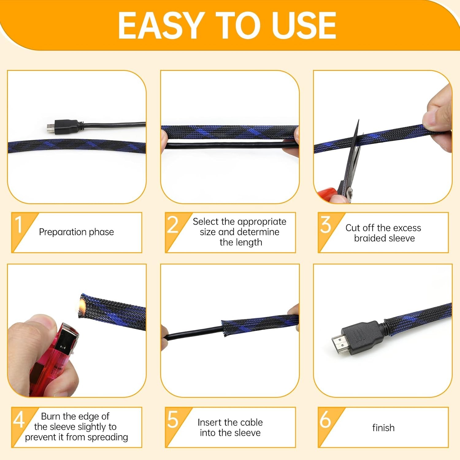 Braided Cable Sleeve, 33ft Expandable Wire Loom for Automotive Wiring Harness &