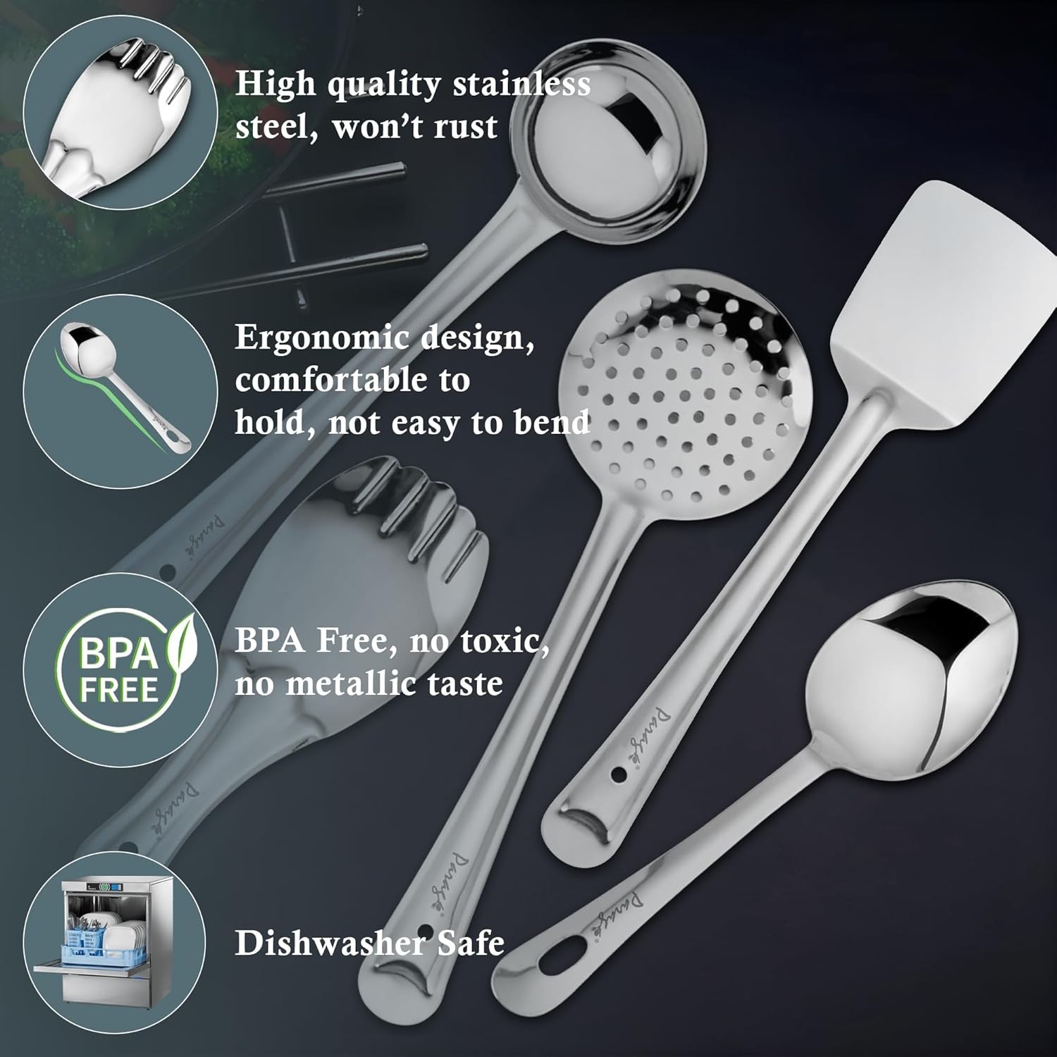 Parage 5 Pieces Stainless Steel Kitchen Tools Set for Kitchen