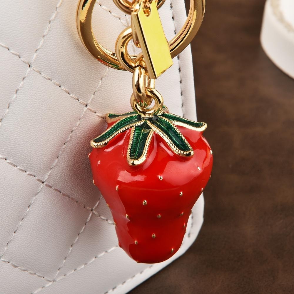 Coach Strawberry Bag Charm Keychain Resin and Metal Brass Keychain Ornament New.