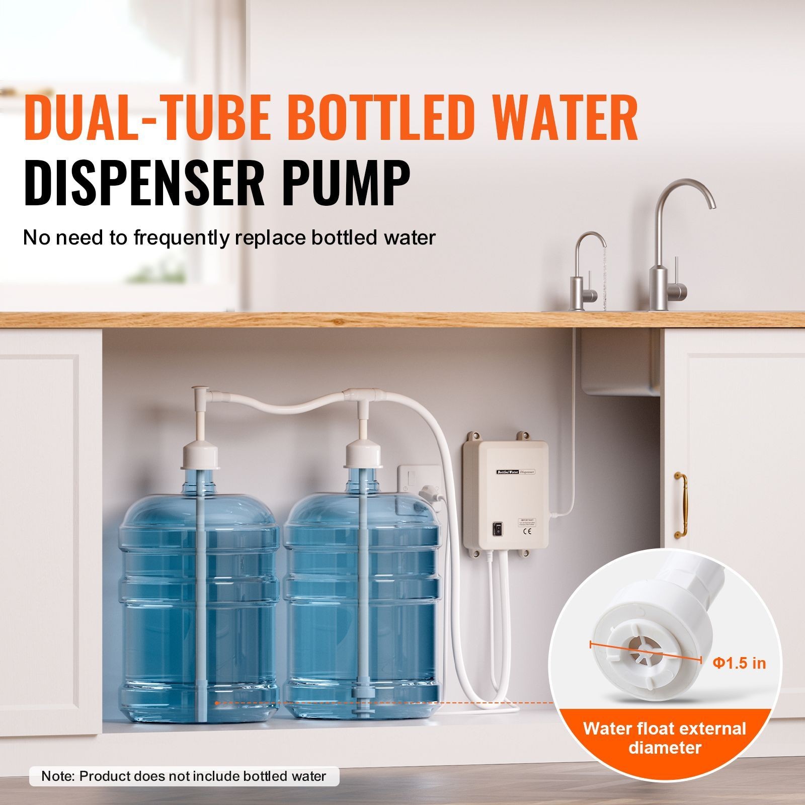 Dual 5 Gallon Water Pump for Fridge, Coffee Maker, Ice Machine