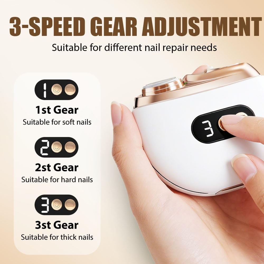 Automatic Electric Toe Nail Clippers Trimmer LED Light with 3 Adjustable Speeds