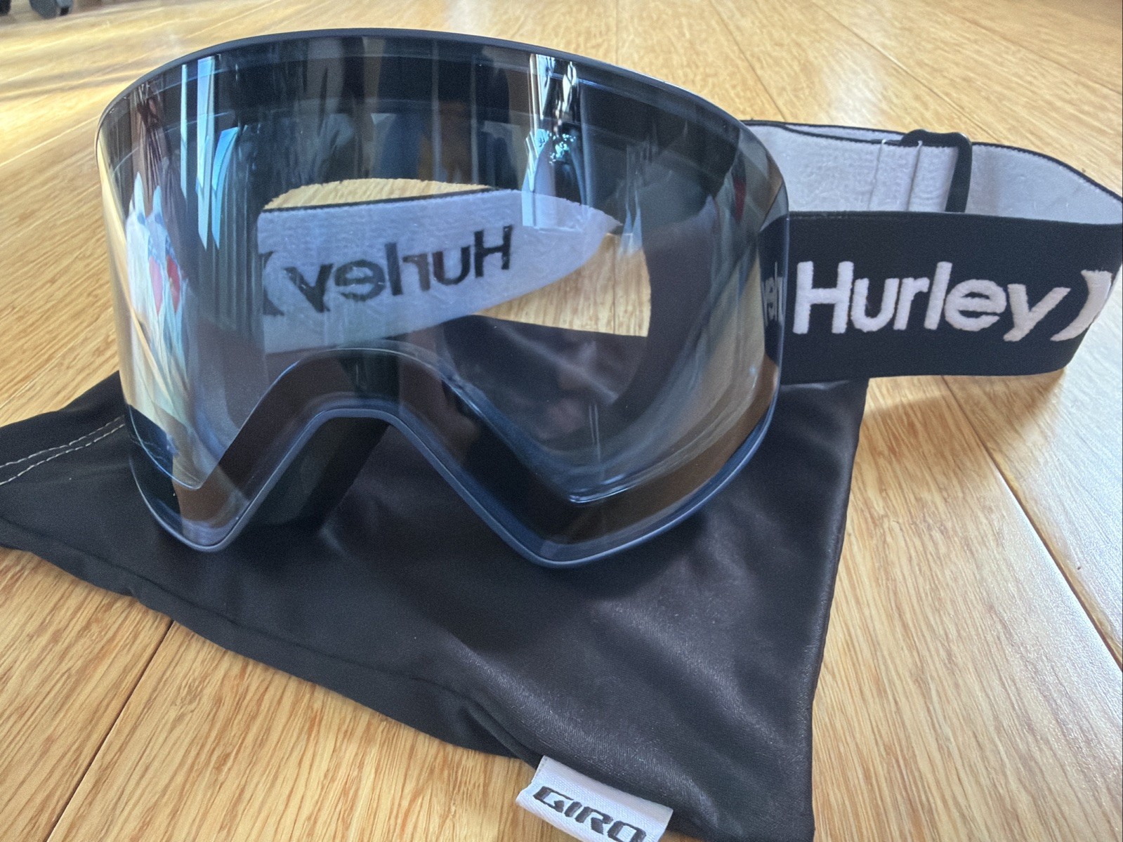 HURLEY PREMIUM SKI SNOWBOARD GOGGLES: BLUE FRAME w/ Light BLUE LENS ~BLACK STRAP