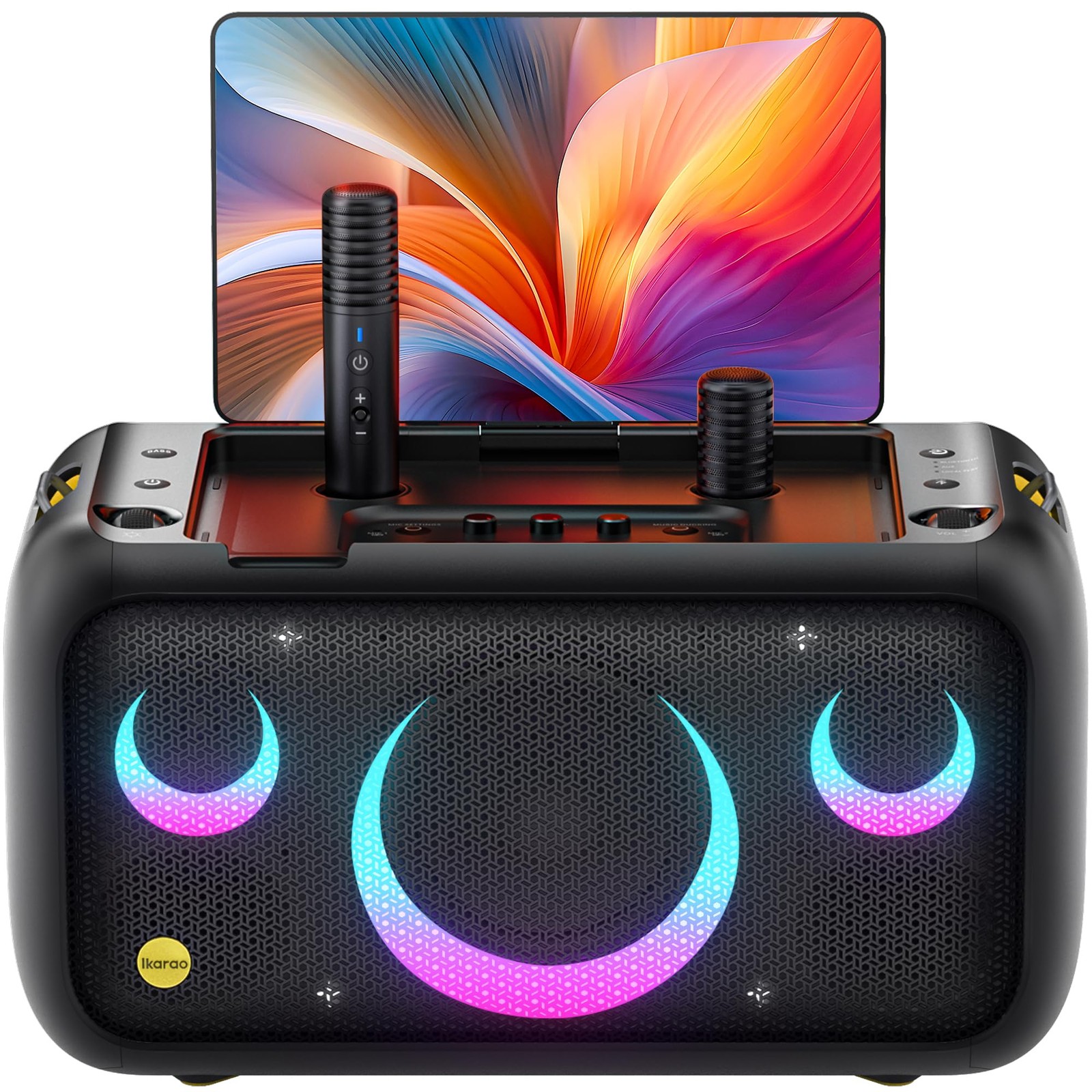 Ikarao Karaoke Machine for Adults Break X1 with Wireless Microphones, Black