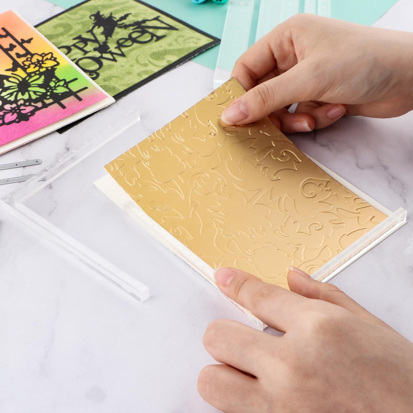9 Pcs/Set Creative Positioning Pieces Card Corners Helpers with Bone Folder T...