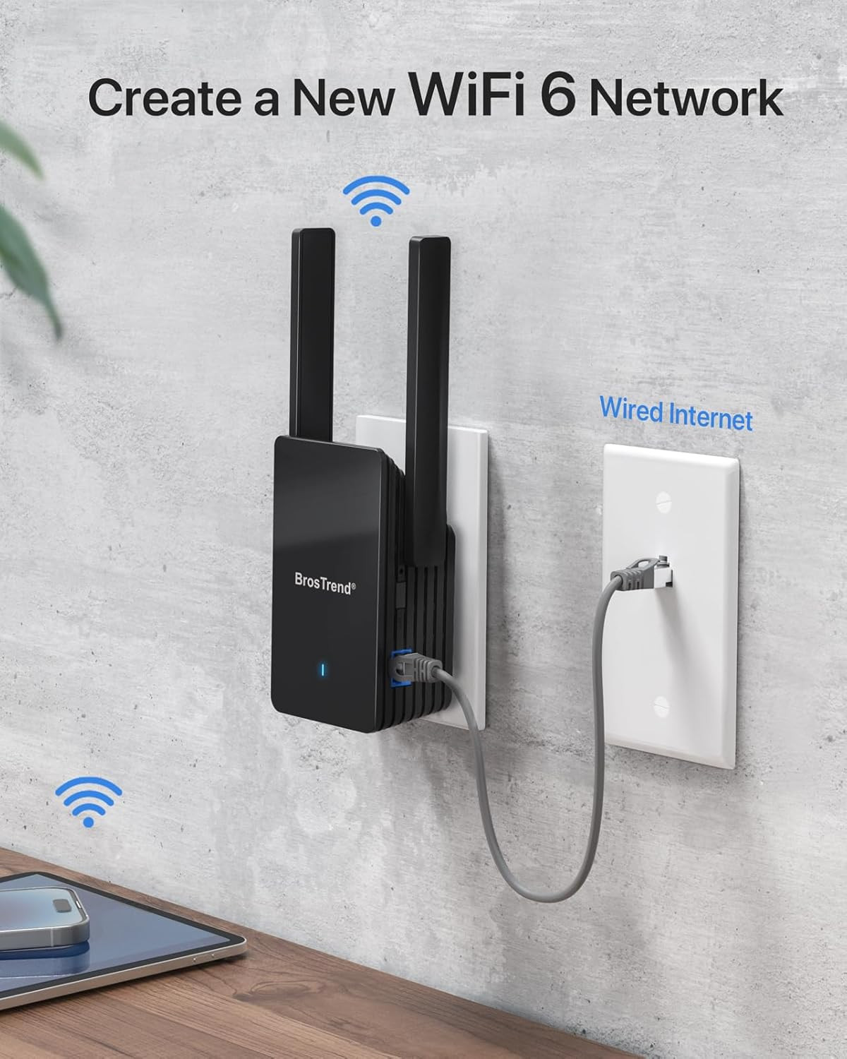 BrosTrend AX3000 WiFi 6 Access Point, Wall Plug Wireless Access Point, Gigabit N