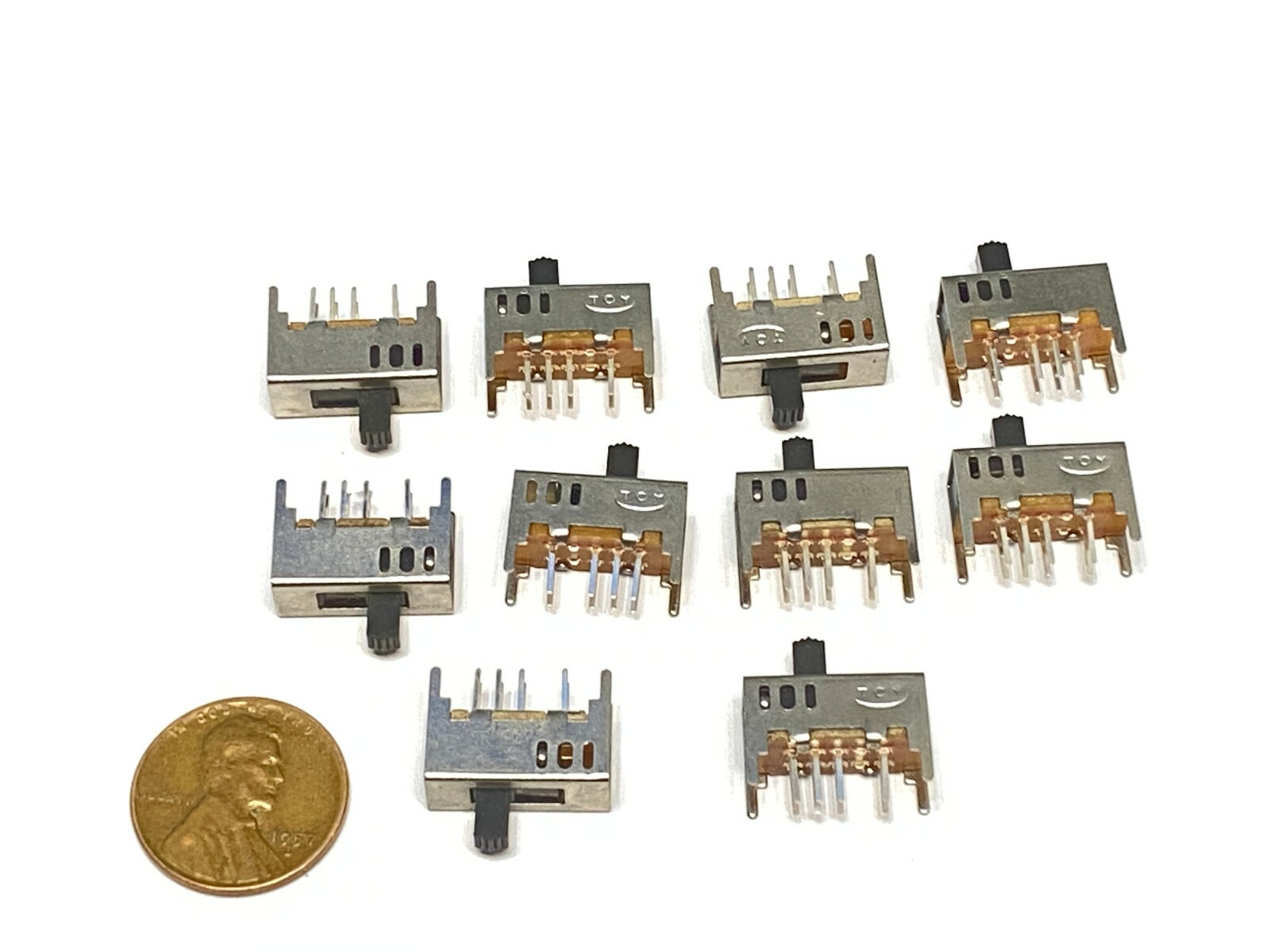 10 SS23D03 Small on off on 3 position 8 Pin 2P3T Slide Switch pcb Bracket