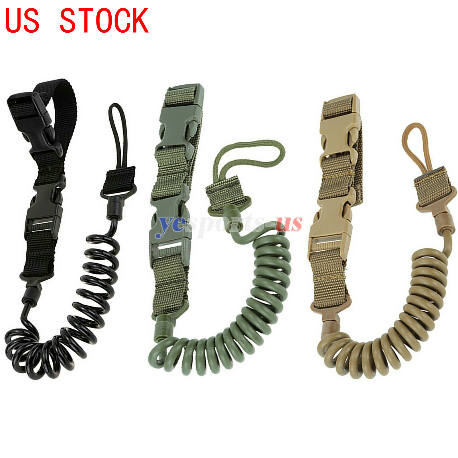 US Tactical Heavy Duty Quick Release Pistol Lanyard Airsoft Elastic Pistol Sling