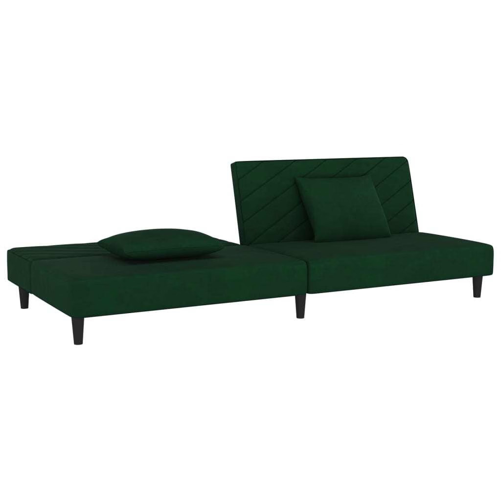 Sofa Bed Dark Green Velvet, Wood, Foam, Plastic Medium