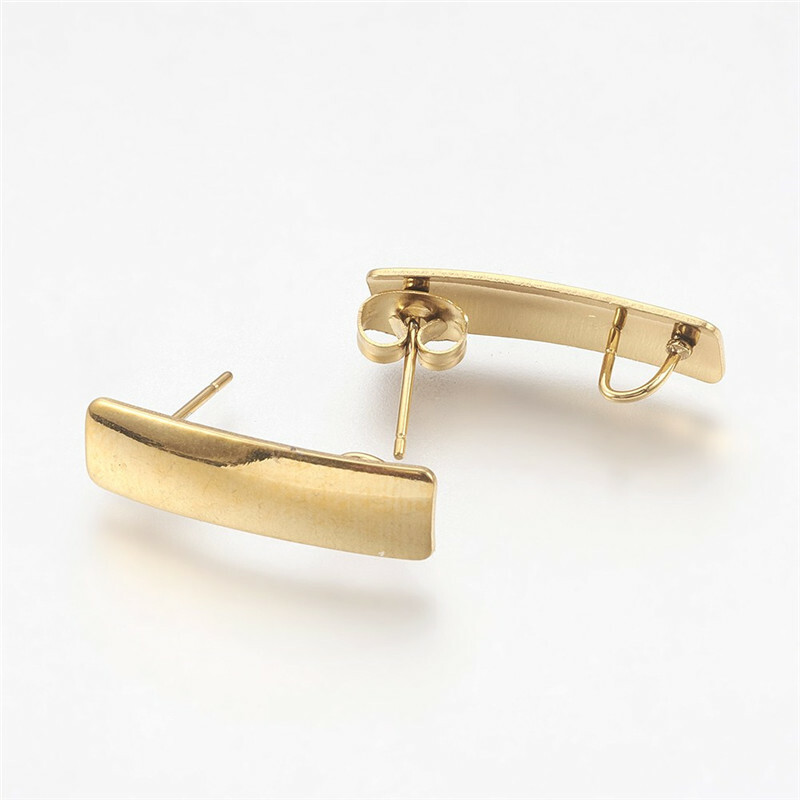 Light Gold Long-Lasting Plated Stainless Steel Ear Stud Components with Ear Nuts