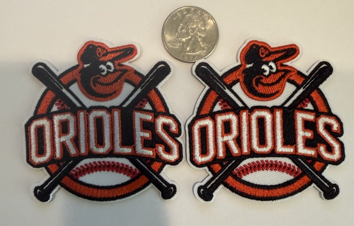(2)-BALTIMORE ORIOLES Vintage Style Embroidered Iron On Patches 3.25 ”x 3.25