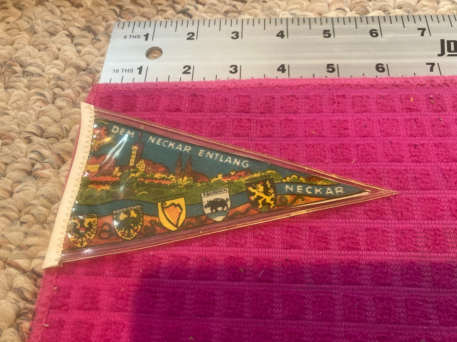 Vintage HEIDELBERG AM NECKARTAL Pennant Souvenir Flag Banner CASTLES - SHIP FAST