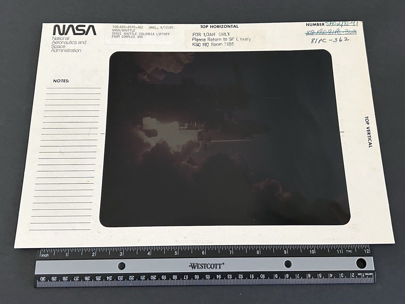 1981 NASA KSC Space Shuttle Columbia STS-1 Liftoff Presentation Transparency-362