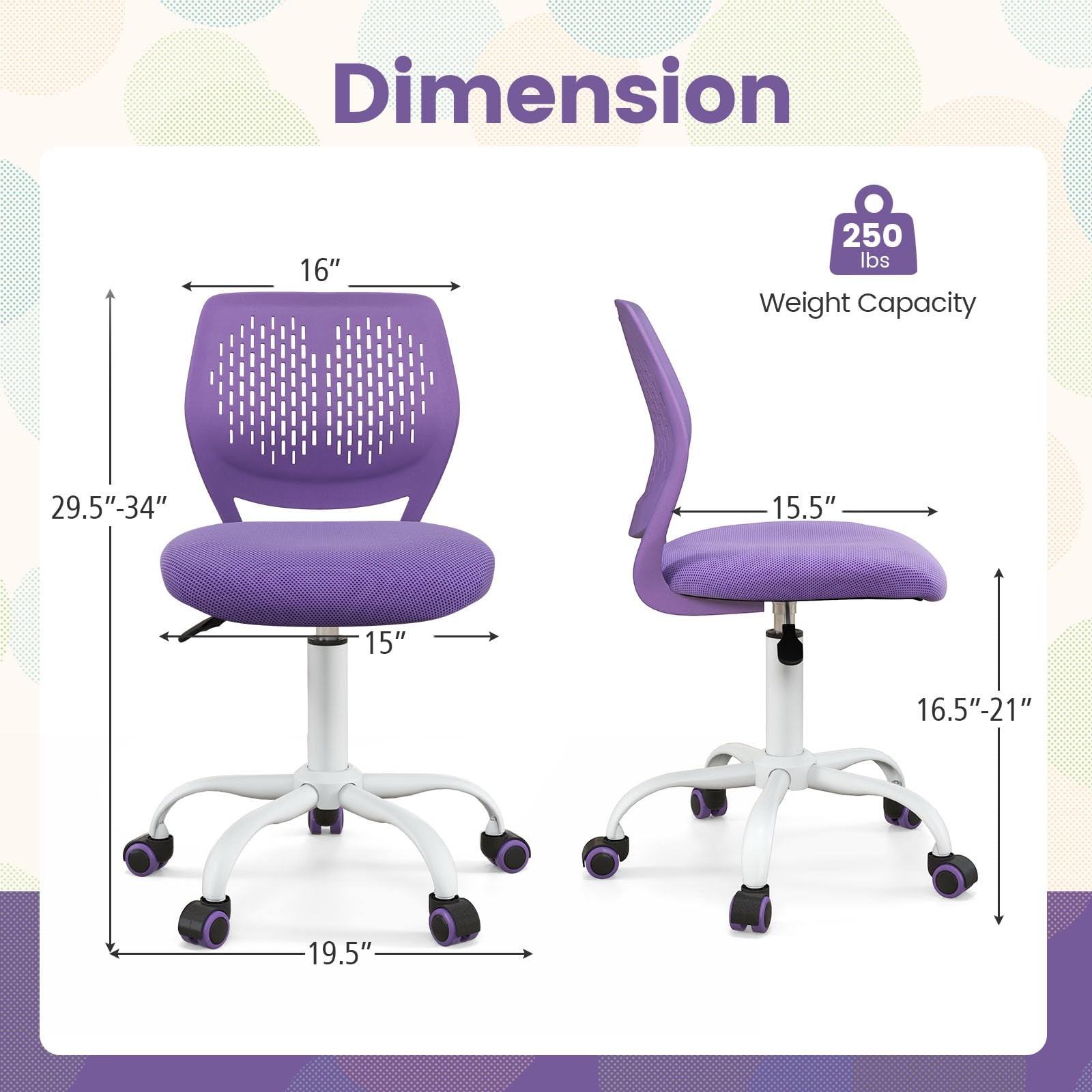 Topment Swivel Office Desk Chair, Small Armless Task Chair with Hollow-Out Ba...