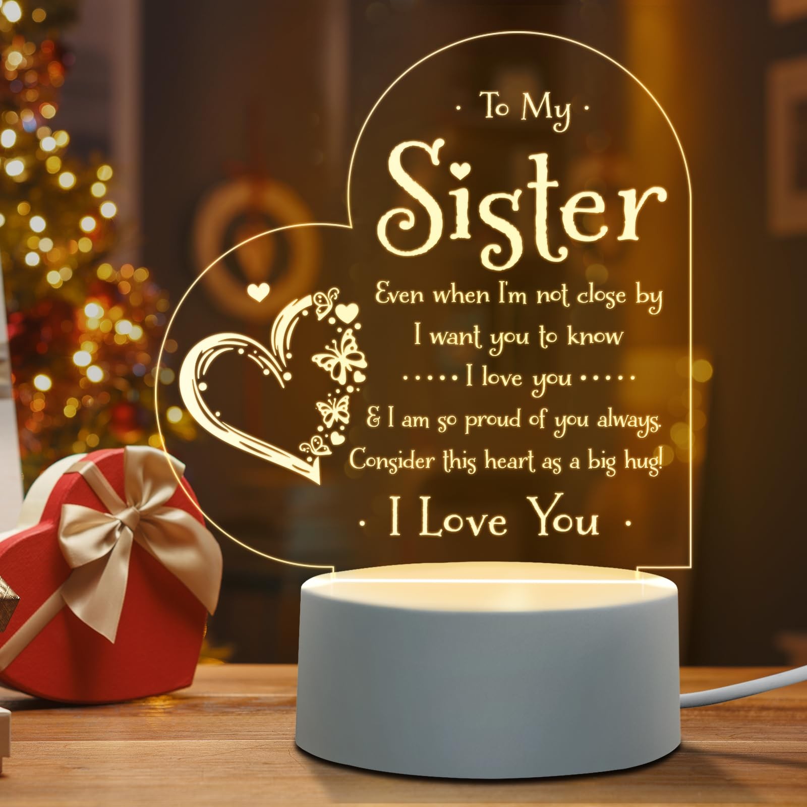 Afterprints Sister Gifts - to My 6.6 x 5.5 x 3.8 inches, Warm White