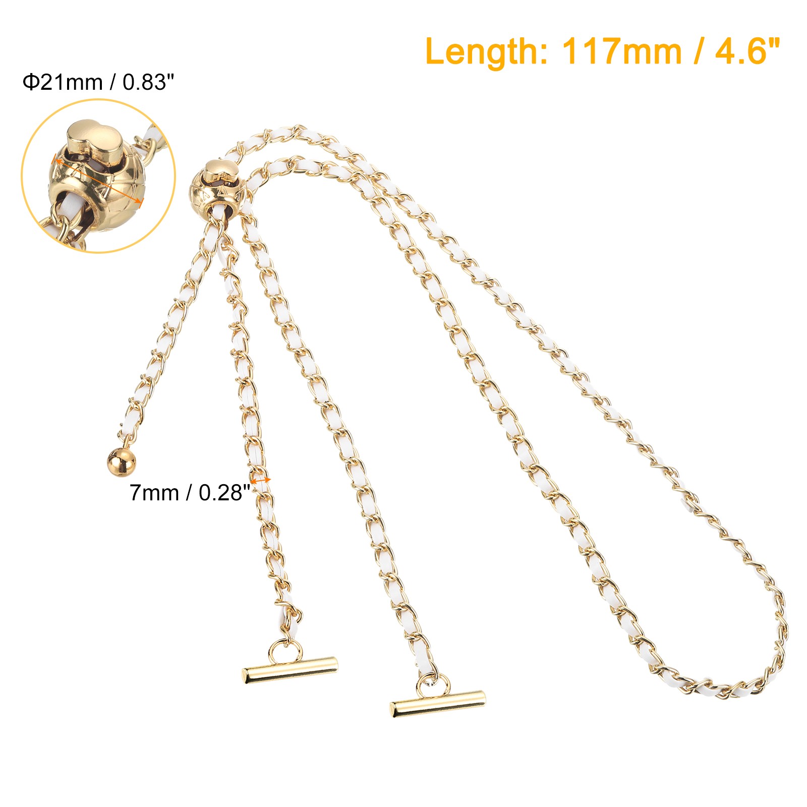 Purse Chain Strap, 46 Inch Adjustable Chains Strap White/Light Gold