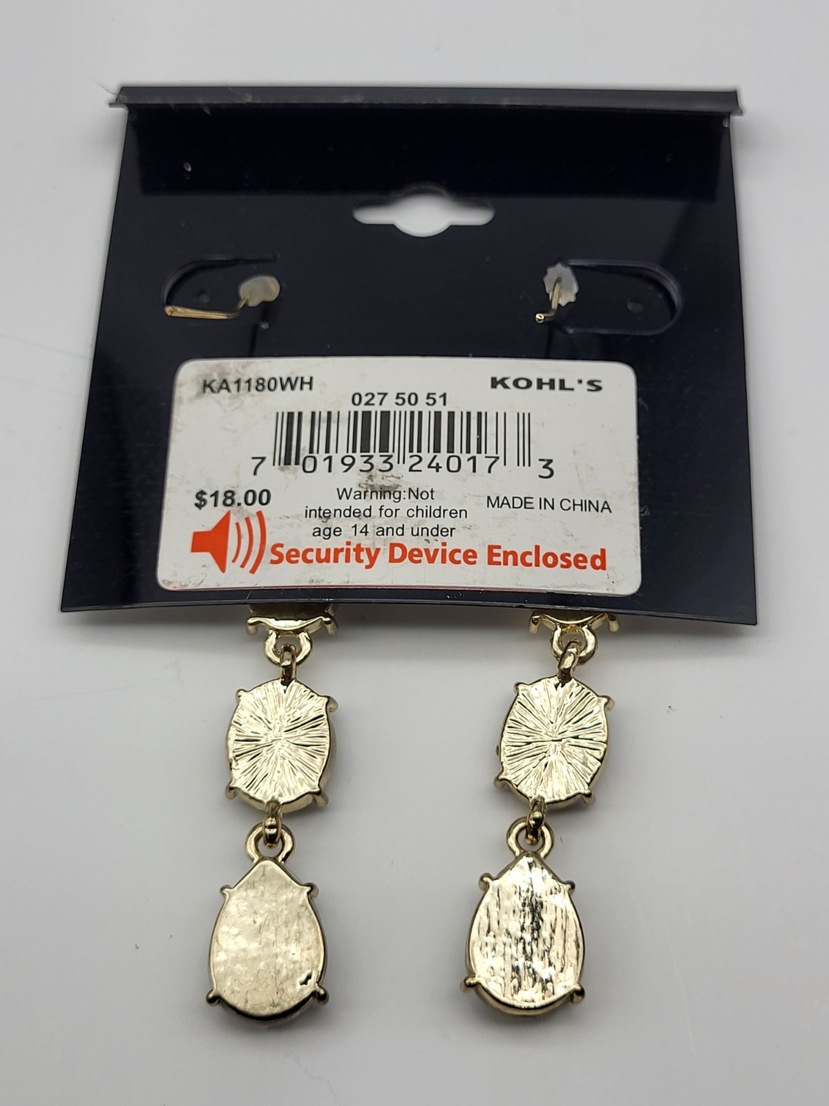 Fun White lucite dangle earrings on card Apt 9 Bridal Spring Easter