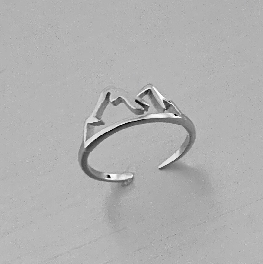 Sterling Silver Mountain Toe Ring, Silver Rings, Rock Ring, Hiking Ring