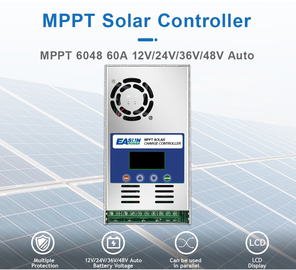 Easun 100A 80A 60A MPPT Solar Panel Regulator Charge Controller 12/24/36/48V US
