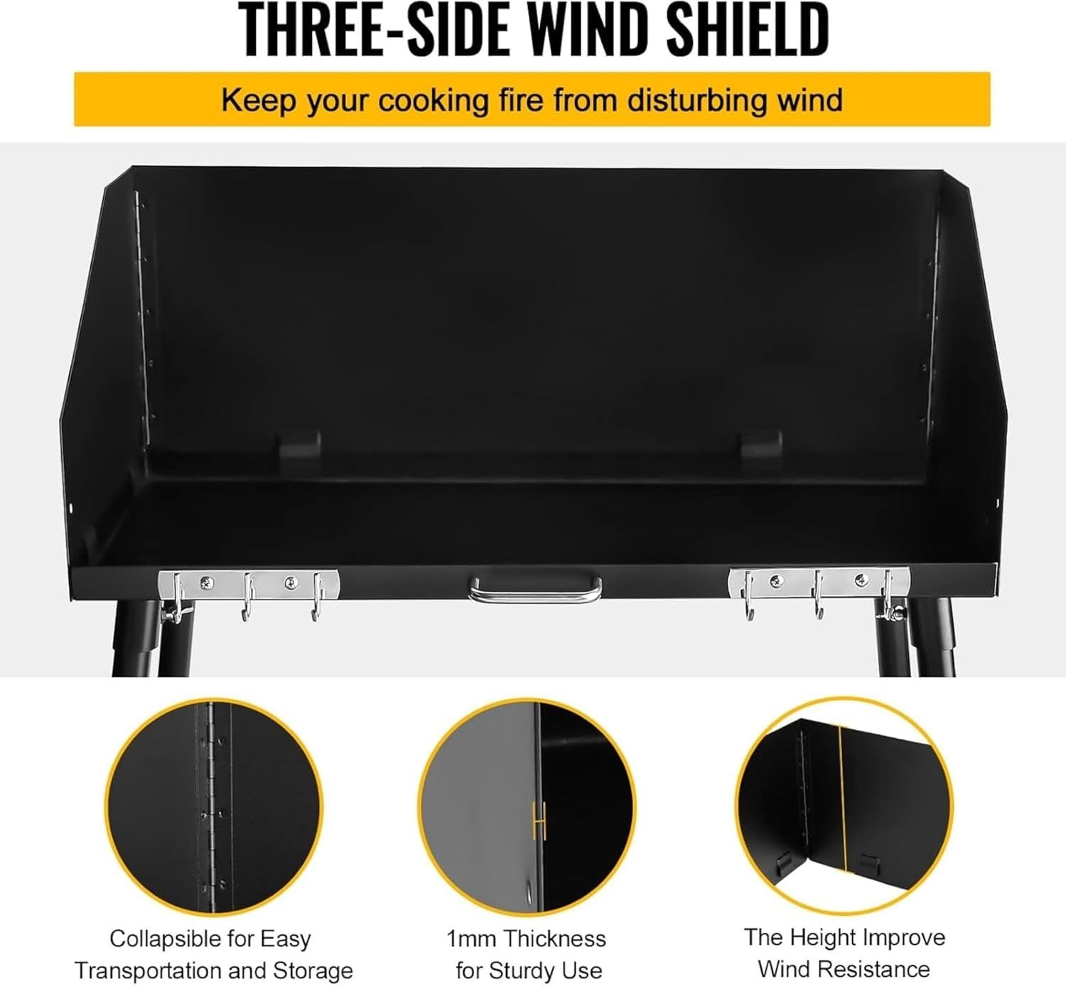Camp Cooking Table with Foldable Three-Sided Windscreen and Legs