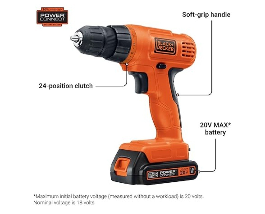 BLACK+DECKER LD120VA 20V MAX POWERCONNECT Cordless Drill With Bits