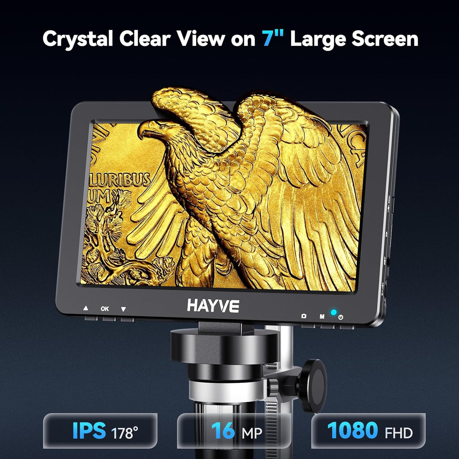 7" LCD Digital Microscope, 1200X Magnification for Coin PCB Circuit