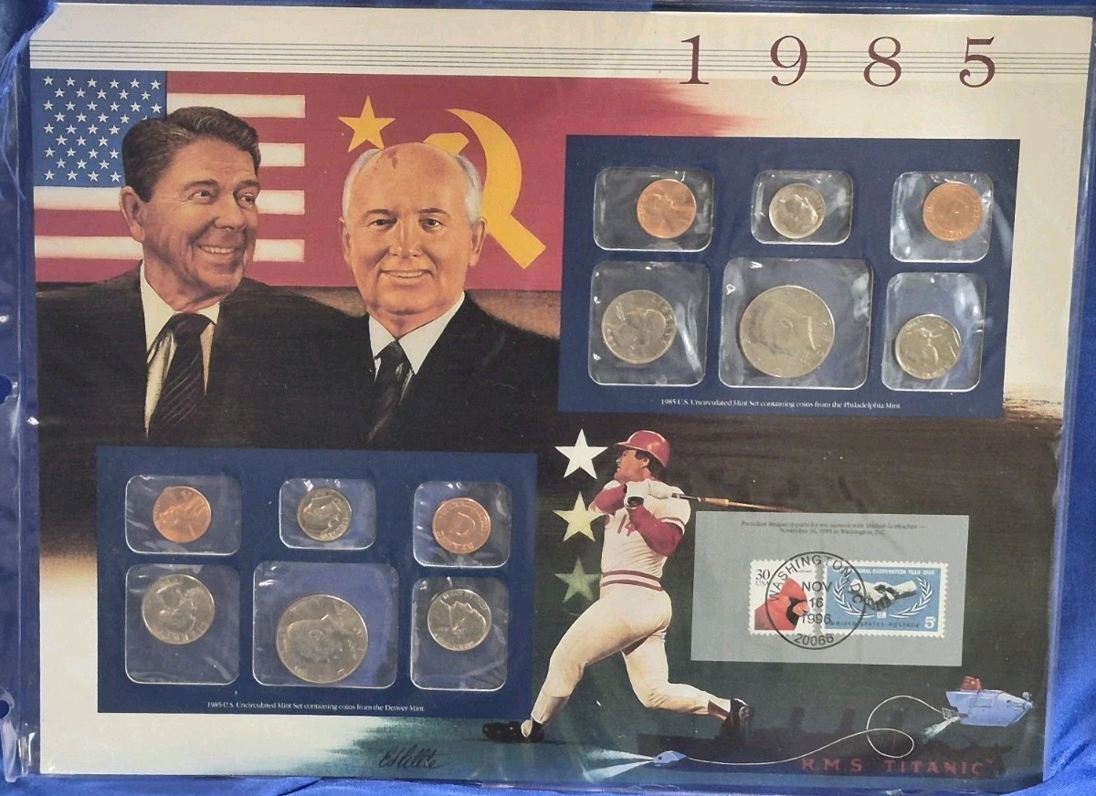 1985 United States Mint Set Postal Commemorative Denver Philadelphia Pete Rose !