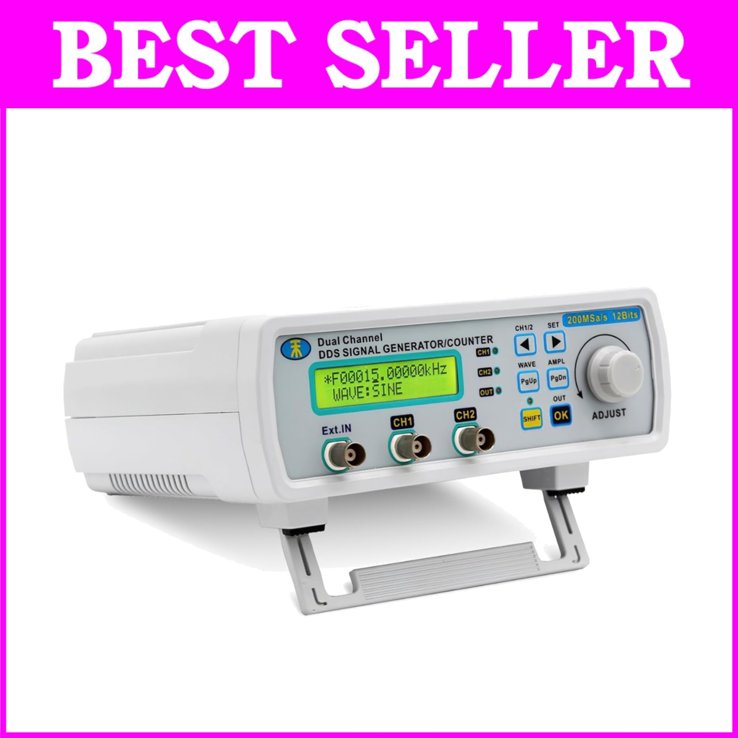 High Stability DDS Signal Generator with Dual-Channel Output and Frequency Meter