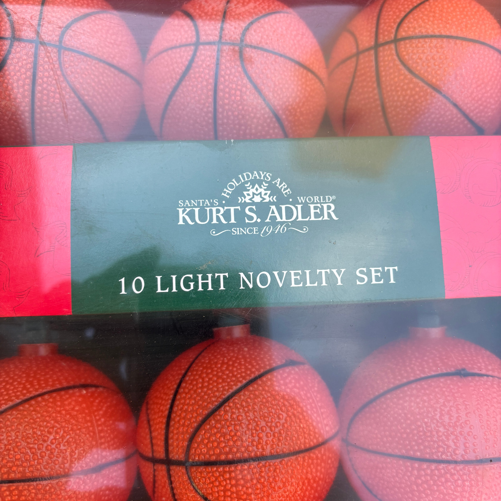 Basketball Balls Novelty String Lights Strand of 10 Lights Kurt S. Adler Tested