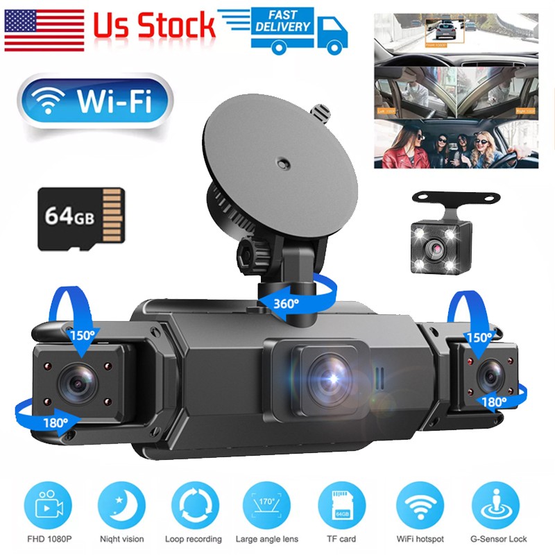Mejor Camara De Seguridad FHD 1080P Para Carros De 360° Cámara De 4 Canales 64GB