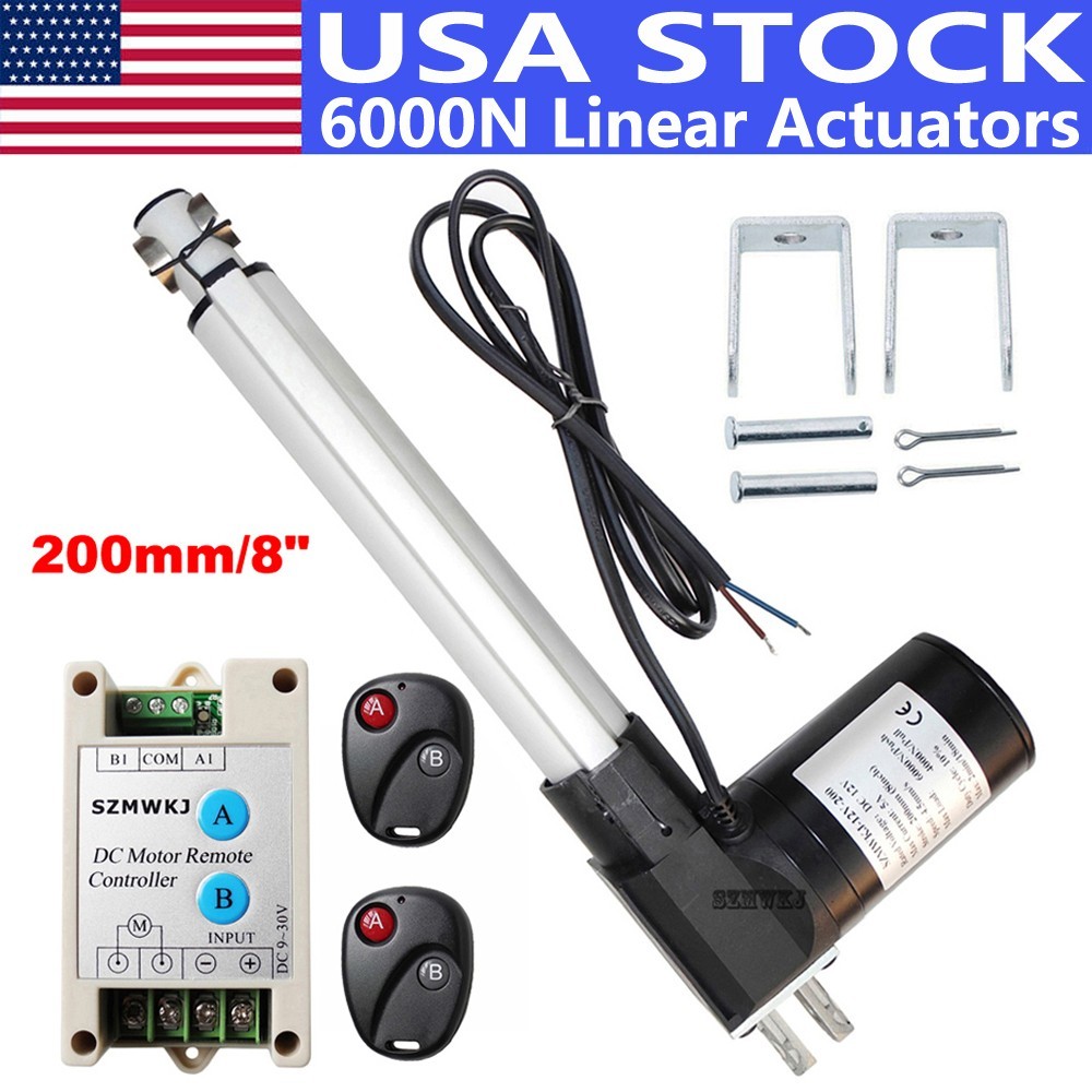 USA 6000N 8" Linear Actuator Heavy Duty 12V DC Motor W/ Brackets W/ Controller
