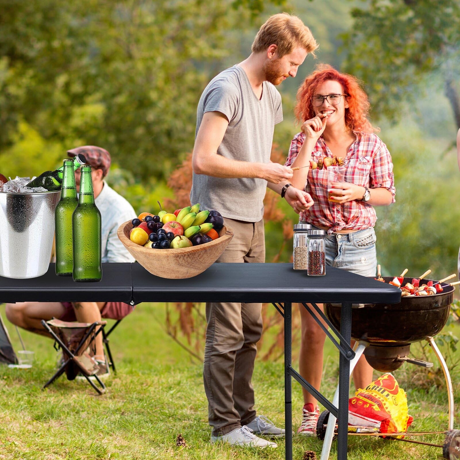 Gocamptoo Folding Table,4ft Indoor Outdoor Heavy Duty Portable Folding Square Pl