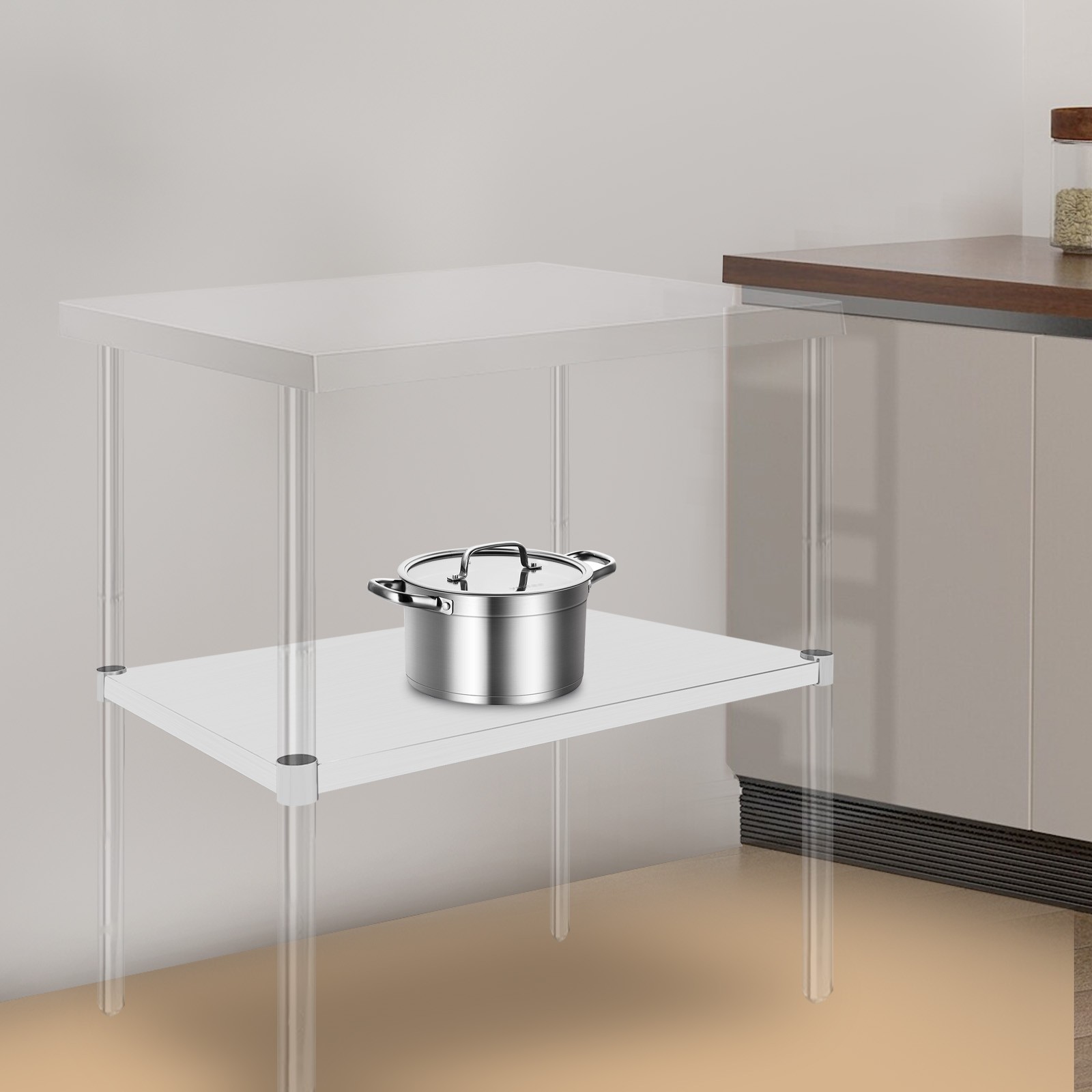 Stainless Steel Table, Adjustable Lower Shelf, Under Shelf for Work Tables