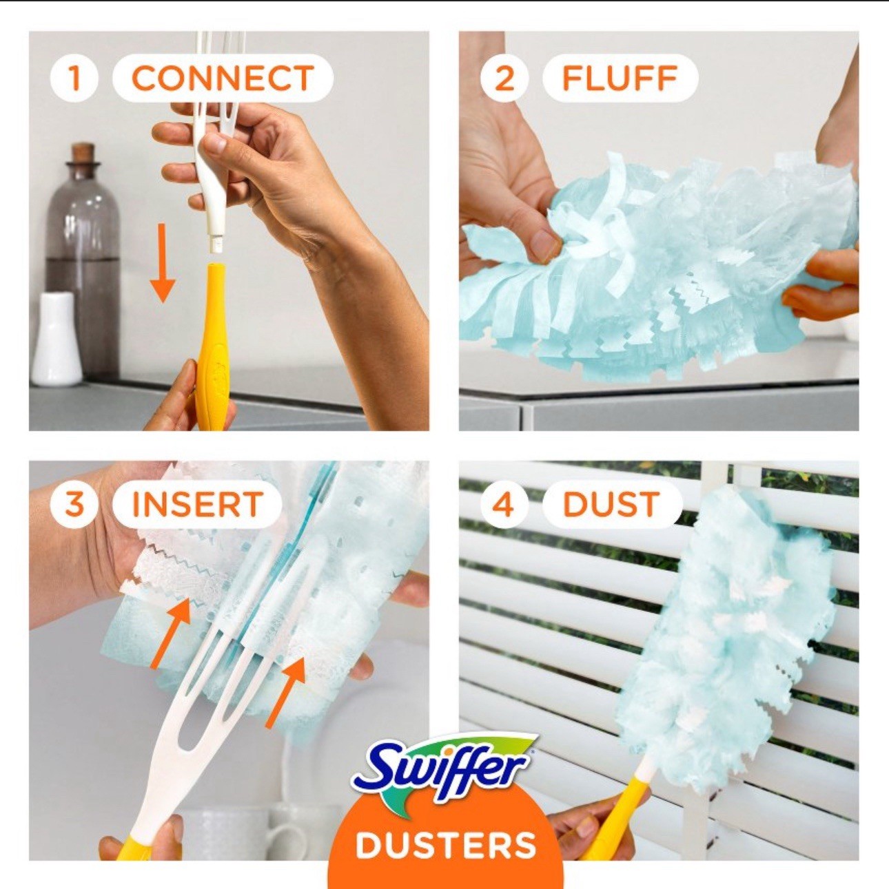 Swiffer Duster Kit 5 Refills, 1 Plastic Handle, Microfiber Heads