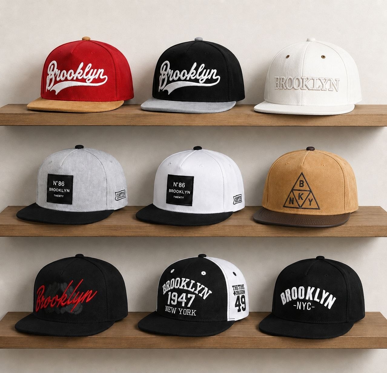 Brooklyn NYC Snapback Hat–Flat Brim Streetwear New York NY Cotton Baseball Cap