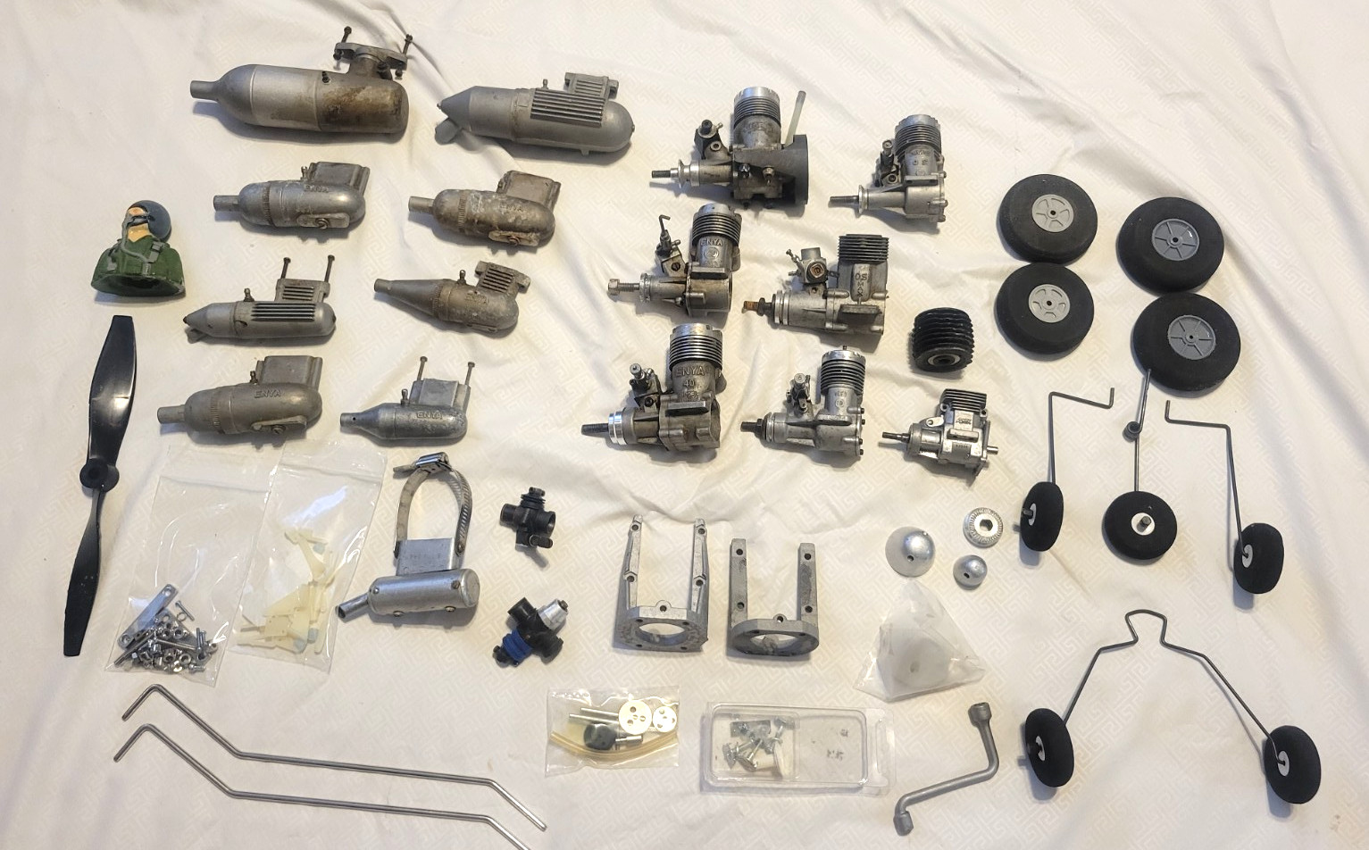 Vintage RC Airplane Glow Engine Parts OS Max K&B Enya Muffler Large Lot