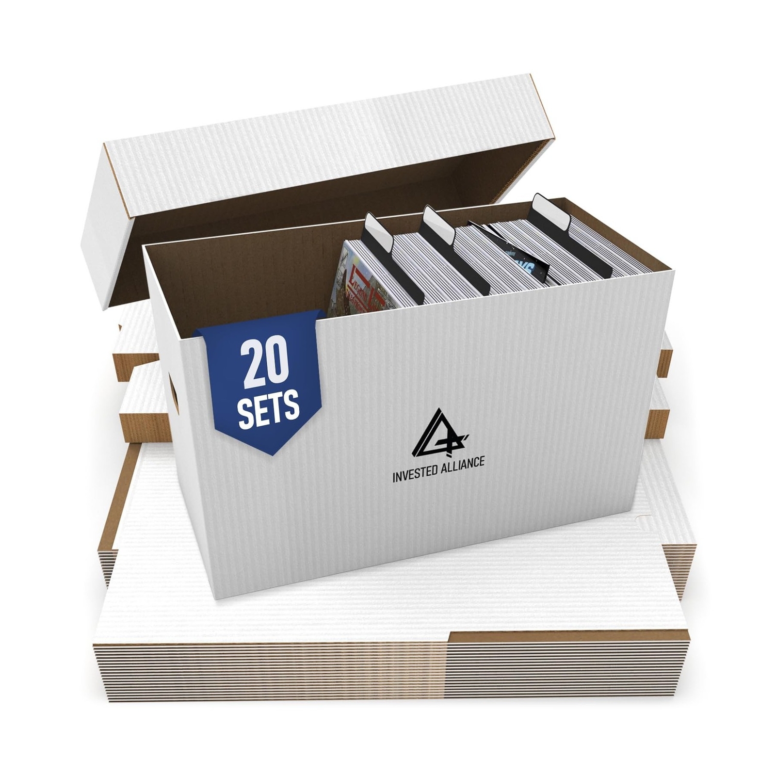 Premium Short Comic Book Storage Box | Thick White Corrugated Paper Storage B...