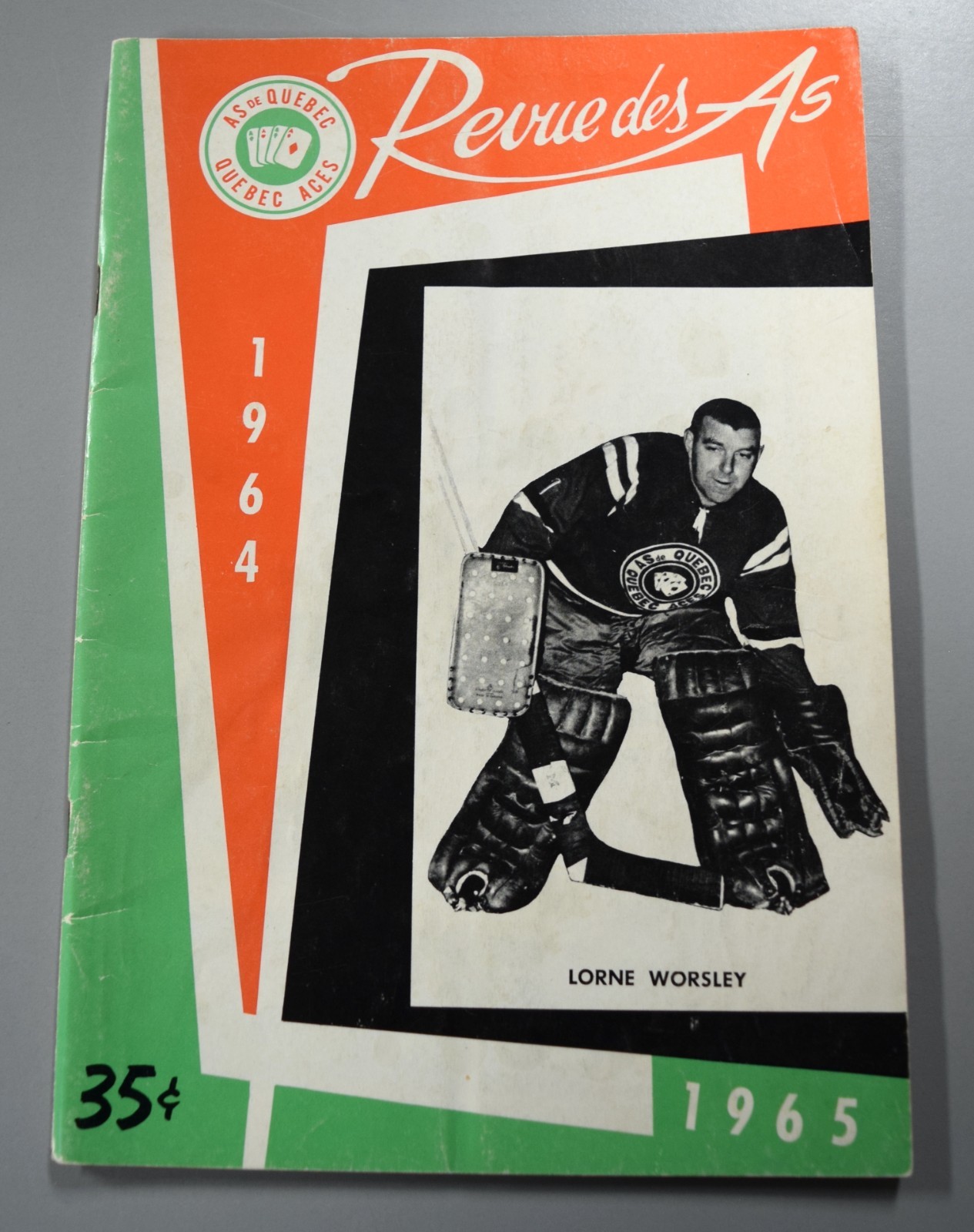 Quebec Aces Vs Hershey Bears 1965 Official Game Program Gump Worsley Doug Harvey