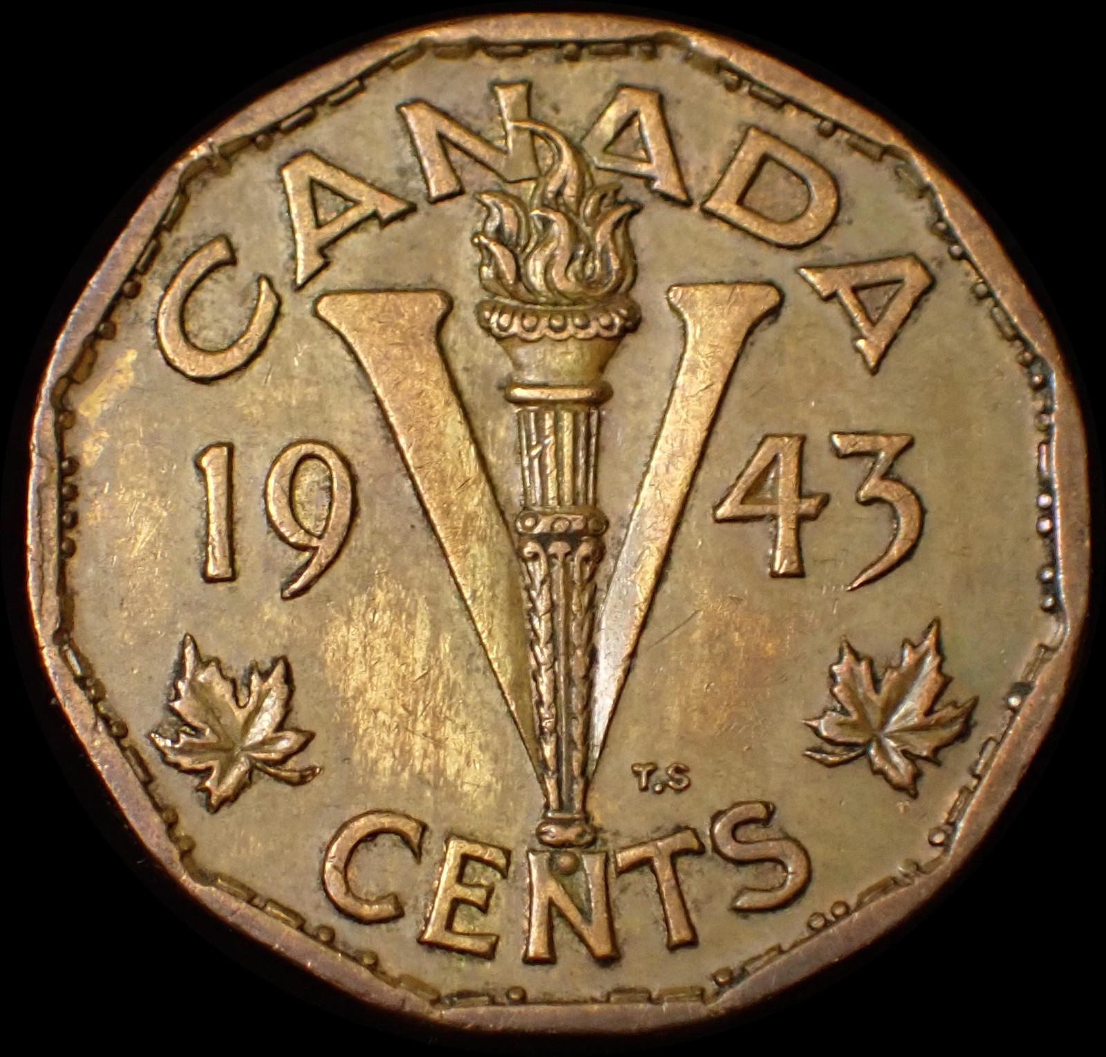 Canada 5 Cents 1943 George VI Victory Coin WCA 807
