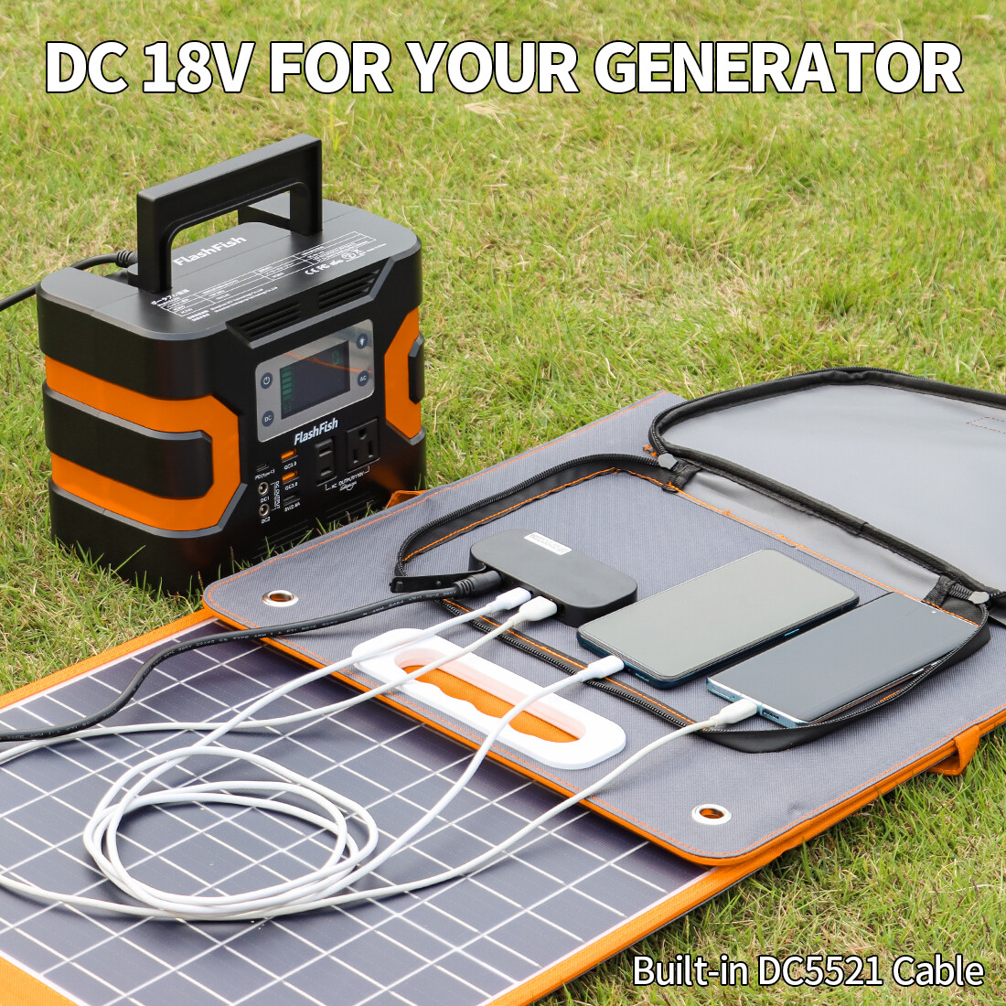 Foldable 60W 18V Solar Panel Kits Waterproof Indoor/Outdoor Backup Power Supply