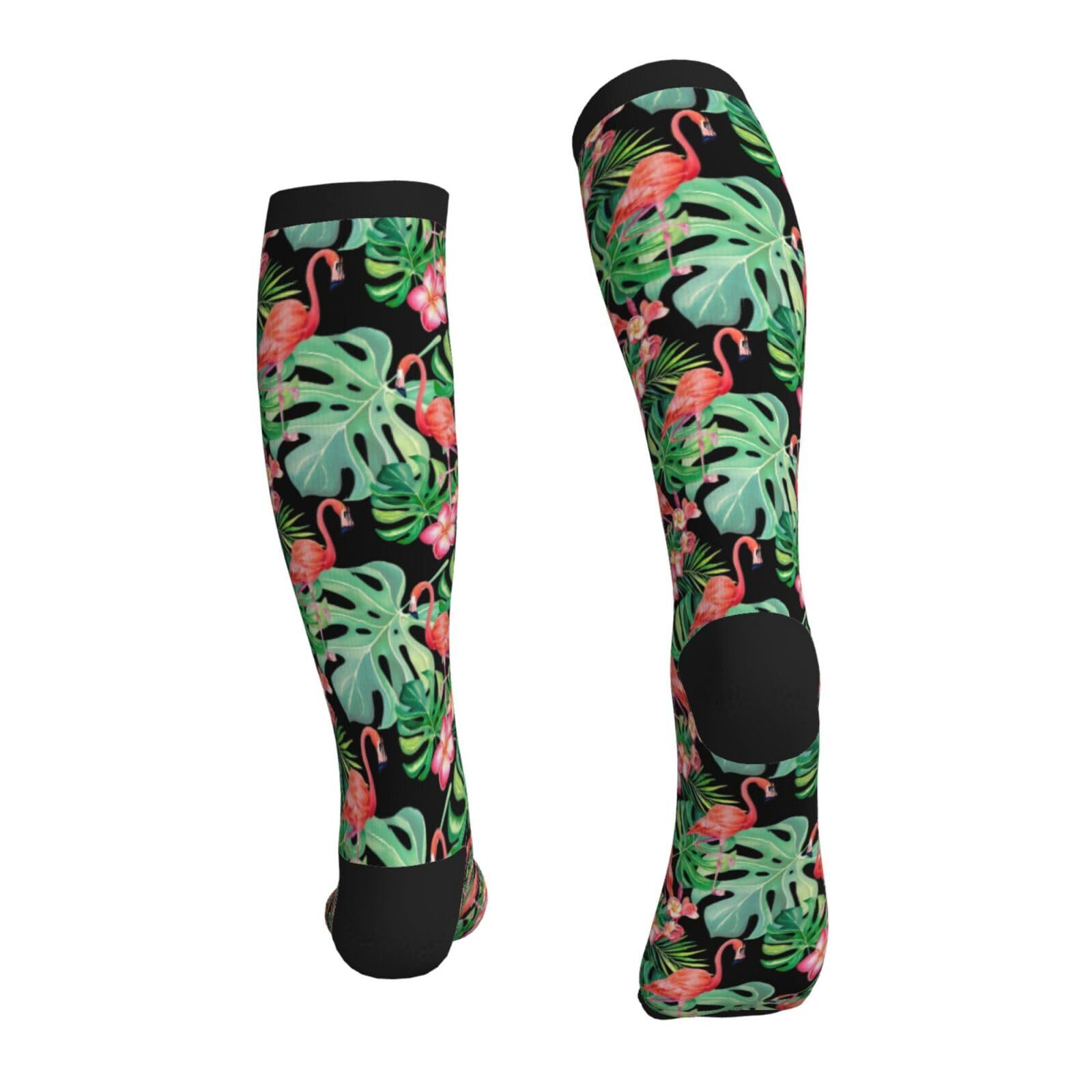 Flamingo Compression Socks Knee High Support Socks For Women Men Running Athl...