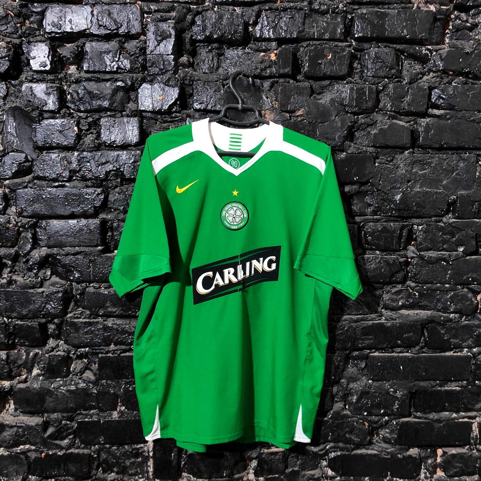 Celtic Jersey Away football shirt 2005 - 2006 Green Nike Polyester Mens Size L
