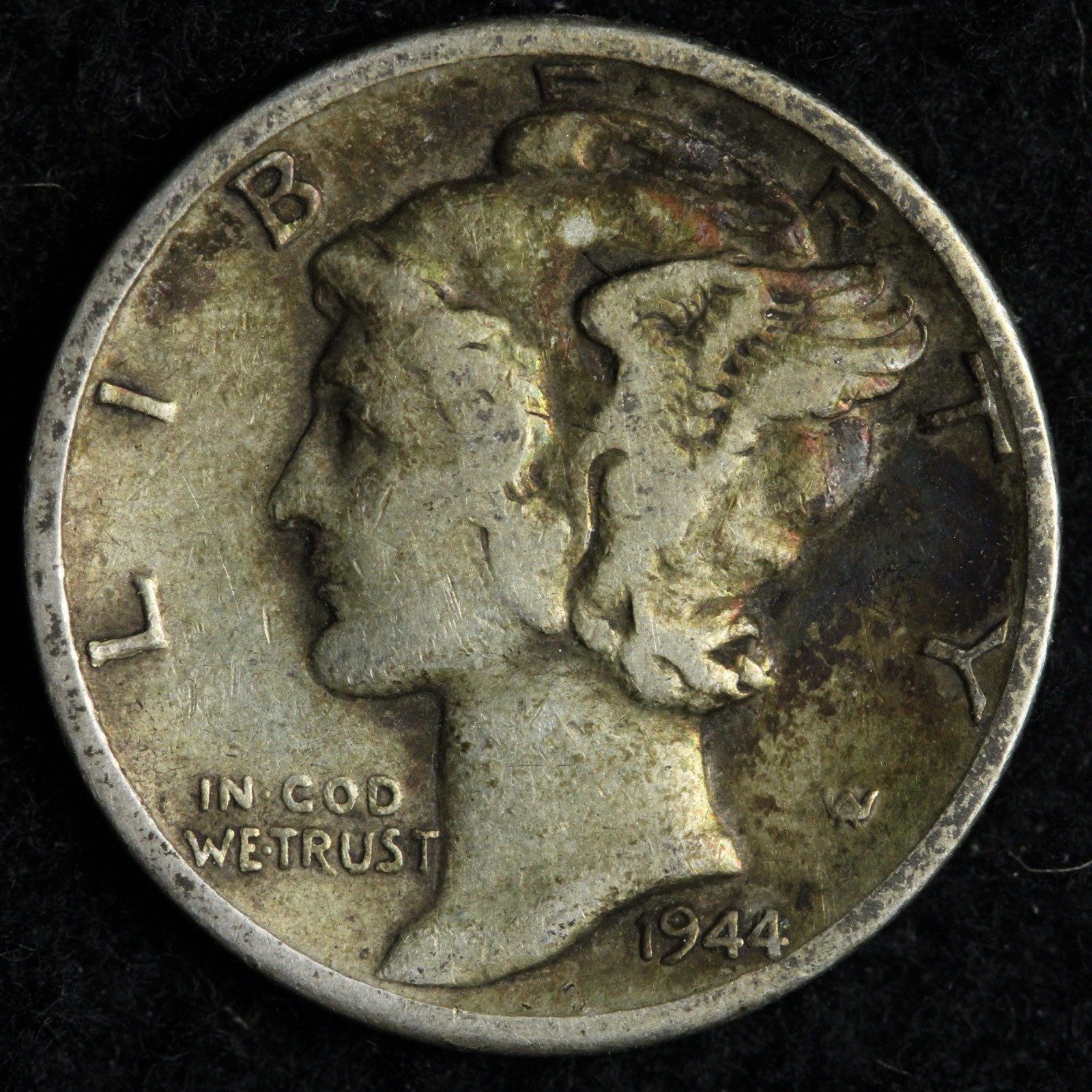 1944-D Mercury Silver Dime F/VF TONED E283 IQN