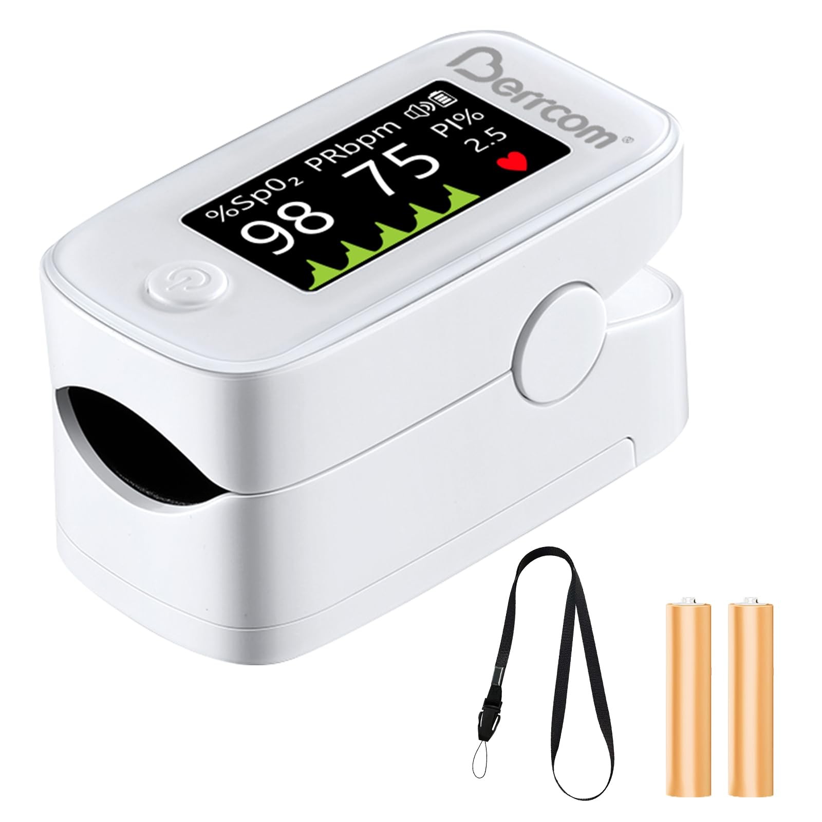 Berrcom Fingertip Pulse Oximeter with LED Display & MultiParameter Tracking S...