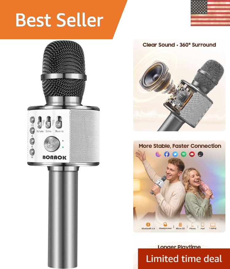 Portable Karaoke Mic with Echo Control - Perfect for Home Parties & Birthdays