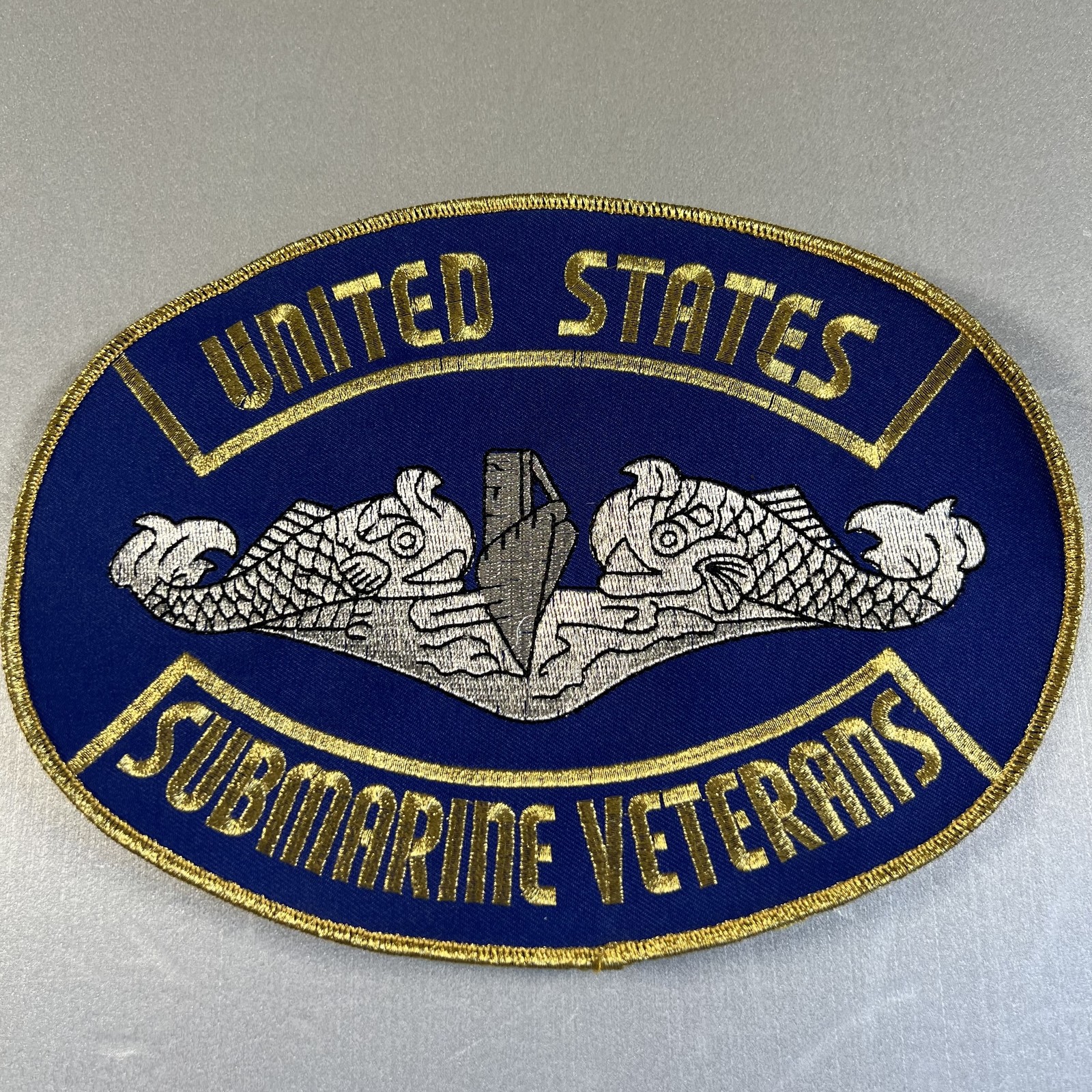 United States Submarine Veterans Embroidered Patch Blue Gold Military Badge 11x7