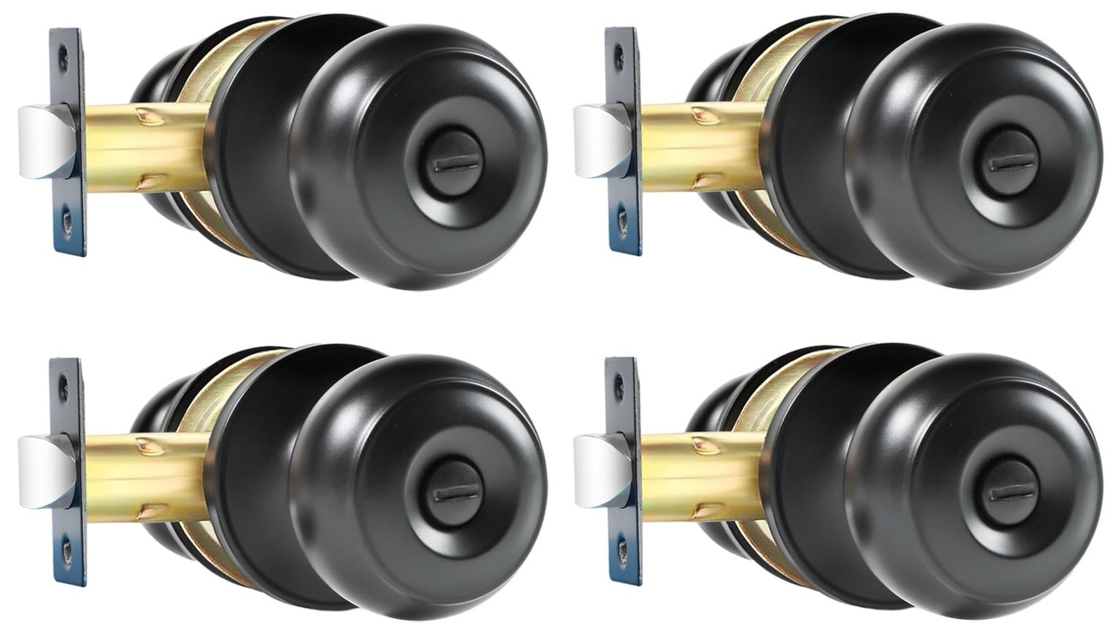 KAMOTA Privacy Door Knobs, 4 Pack Matte Black Heavy-Duty Door Knobs, Interior...