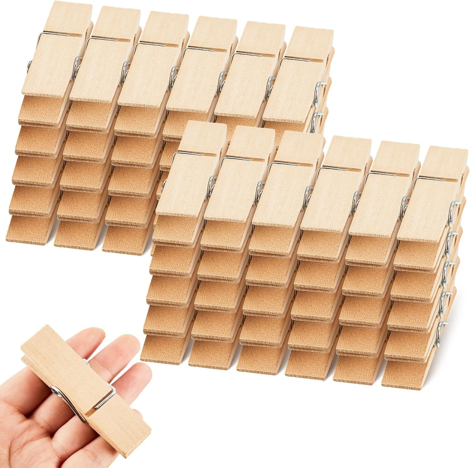 Kigley 90 Pcs Large Wooden Clothespins Extra Wide 2.83 Inches Wood Color