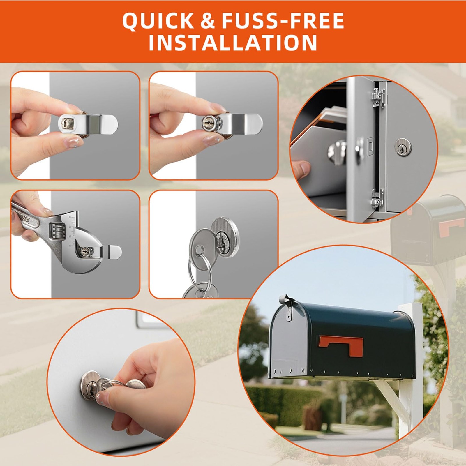 Mailbox Lock Replacement with 4 Keys - Multipurpose Mail Box Locks Nickel